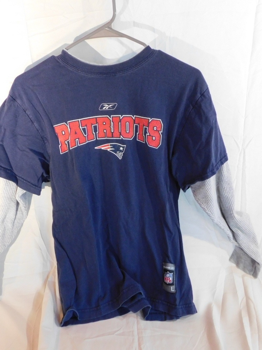 Reebok Navy and Red Patriots Layered-Look Kids Tee